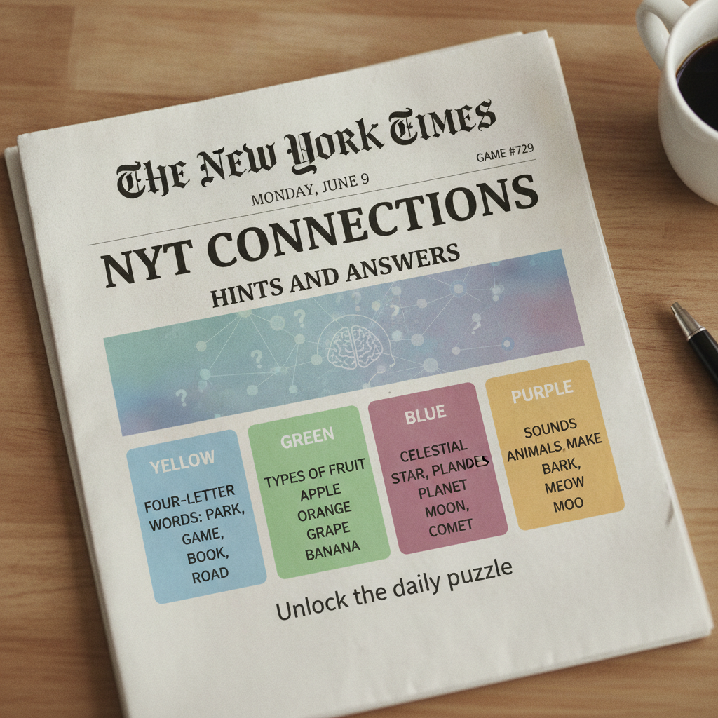 NYT Connections: Pistas y Respuestas para el Martes 9 de Junio de 2026 (Juego #1094)